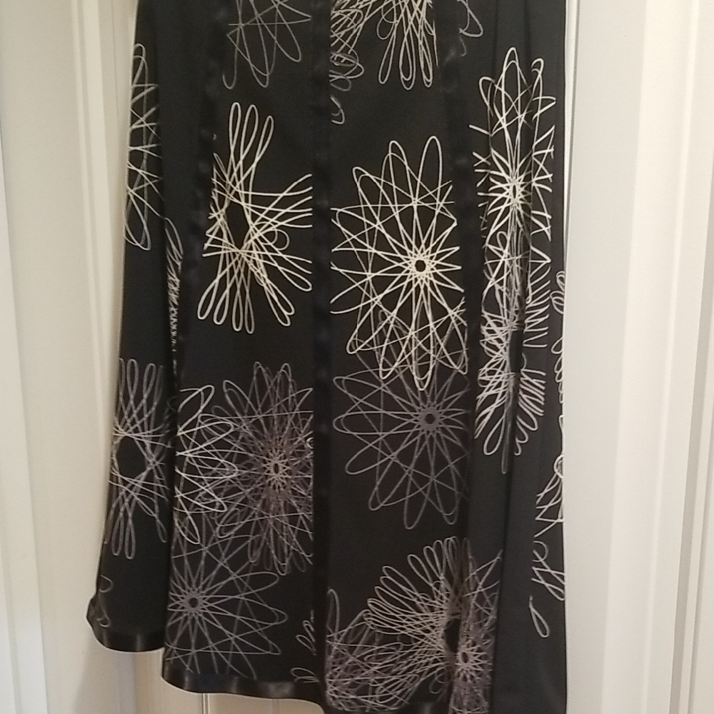 BOGO Chic Black and White Geometric Skirt. Satin trimmed details